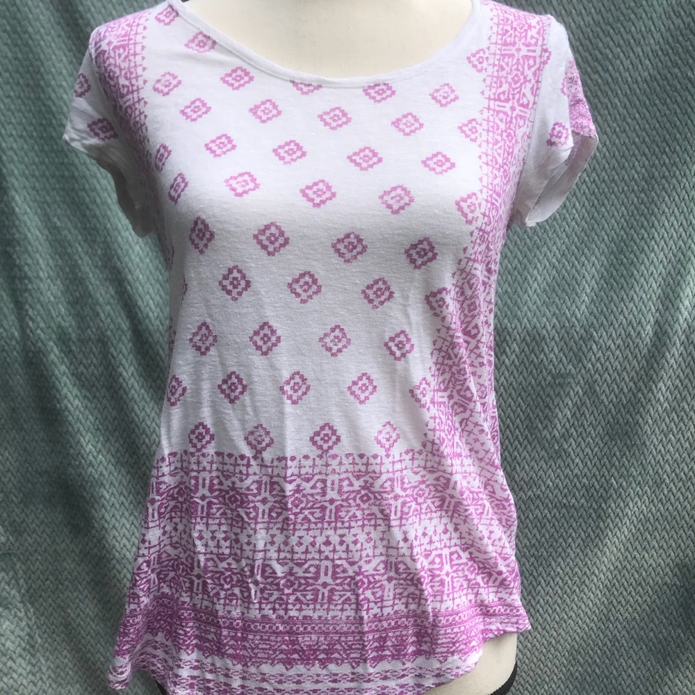 Lucky Brand Pink & White Aztec Print T-Shirt